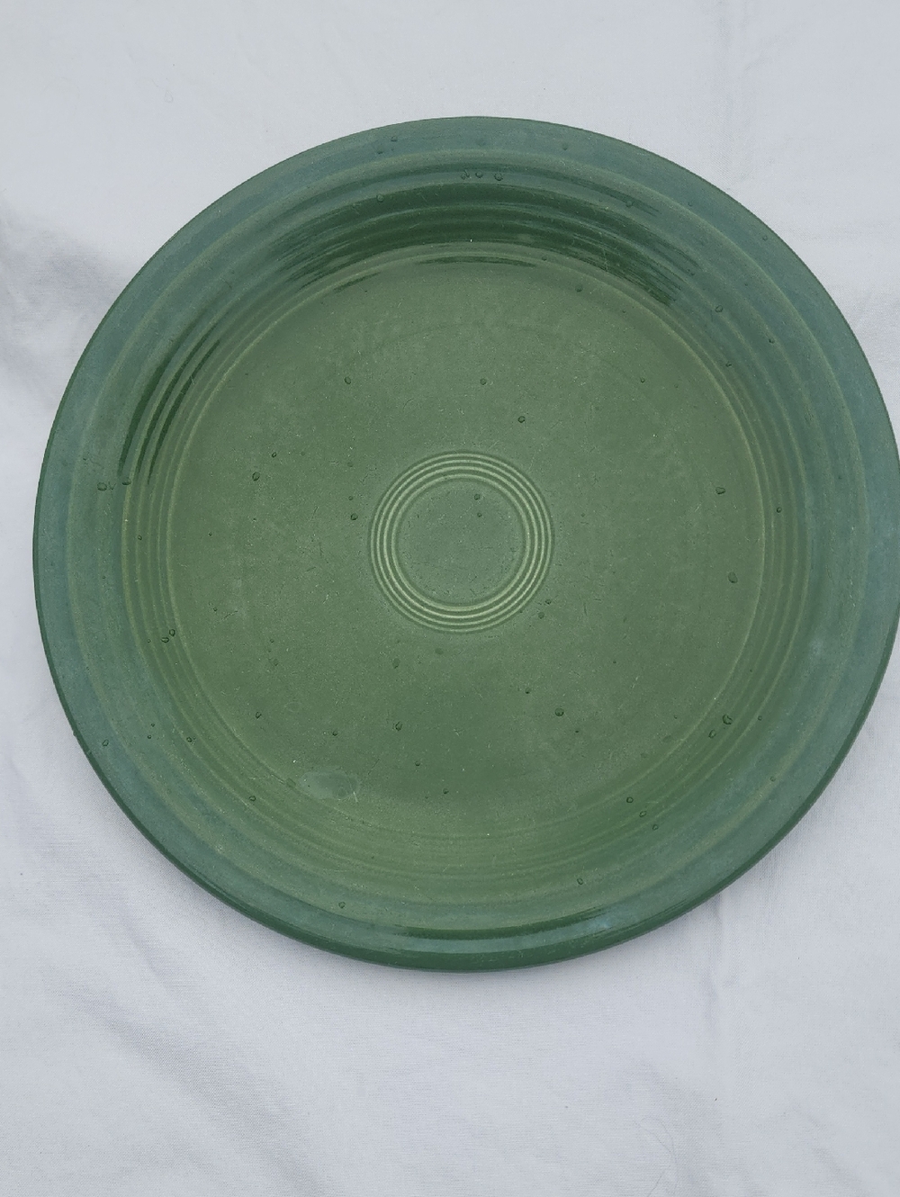 Fiesta Green Glazed Ceramic Plate with Concentric Ring Detail